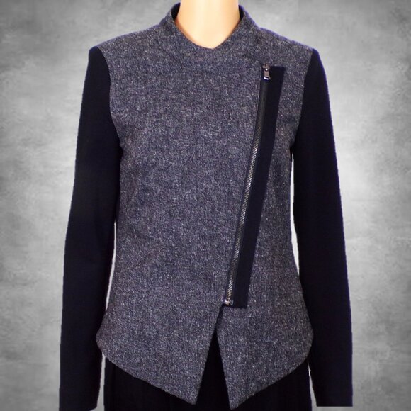 WORTHINGTON size S gray/black zip-front light jacket polyester/rayon/spandex - Picture 1 of 14